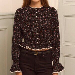 lacRébo Shein Ditsy Floral Black Blouse Size 4 Small